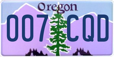OR license plate 007CQD