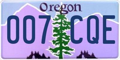 OR license plate 007CQE