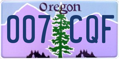 OR license plate 007CQF