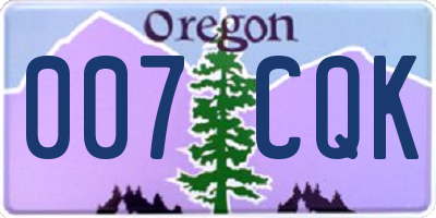 OR license plate 007CQK