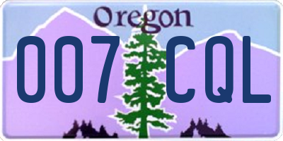 OR license plate 007CQL