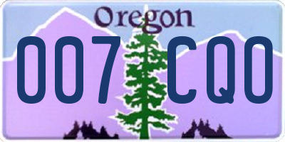 OR license plate 007CQO