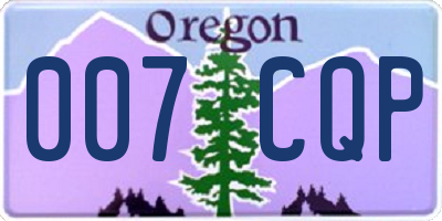 OR license plate 007CQP