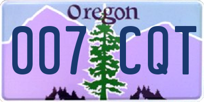 OR license plate 007CQT