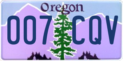 OR license plate 007CQV