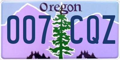 OR license plate 007CQZ