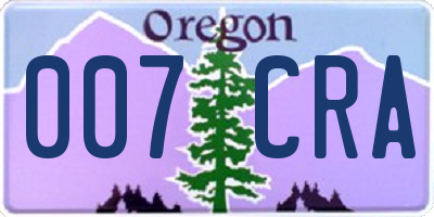 OR license plate 007CRA