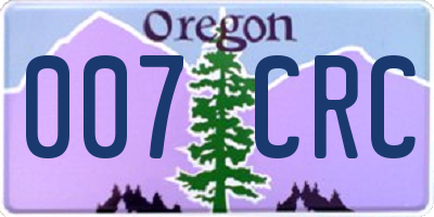 OR license plate 007CRC