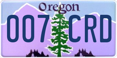 OR license plate 007CRD