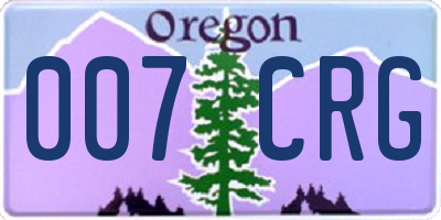 OR license plate 007CRG