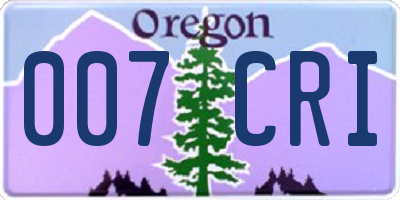 OR license plate 007CRI