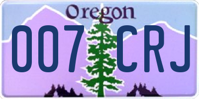 OR license plate 007CRJ