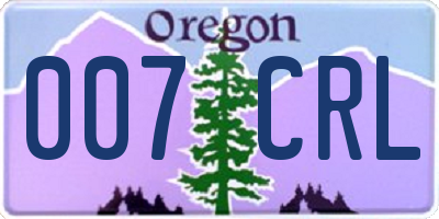 OR license plate 007CRL