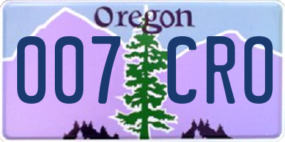 OR license plate 007CRO