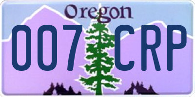 OR license plate 007CRP