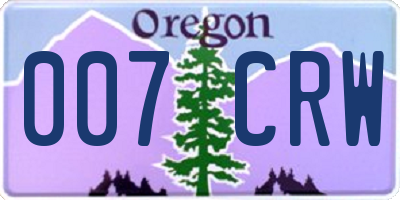 OR license plate 007CRW
