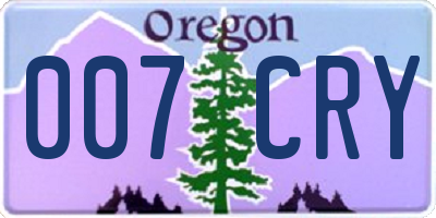 OR license plate 007CRY