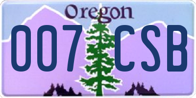 OR license plate 007CSB