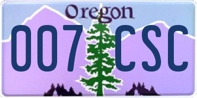 OR license plate 007CSC