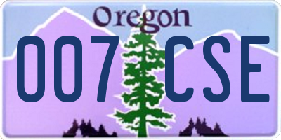 OR license plate 007CSE