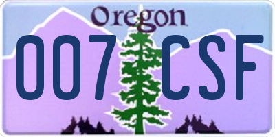OR license plate 007CSF