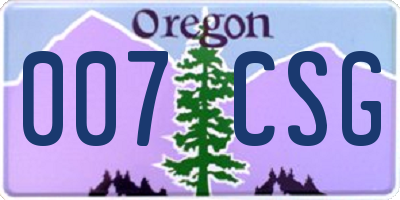 OR license plate 007CSG