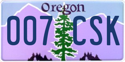 OR license plate 007CSK