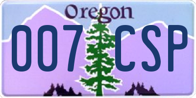 OR license plate 007CSP
