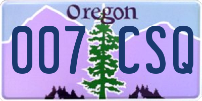 OR license plate 007CSQ