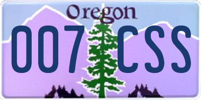 OR license plate 007CSS