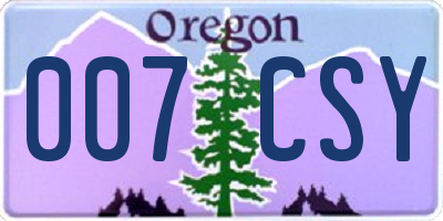 OR license plate 007CSY