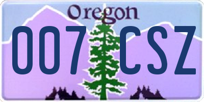 OR license plate 007CSZ