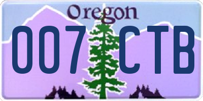 OR license plate 007CTB