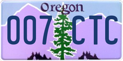 OR license plate 007CTC