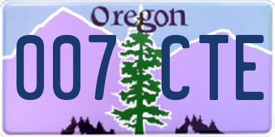 OR license plate 007CTE