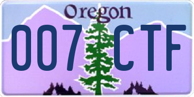 OR license plate 007CTF