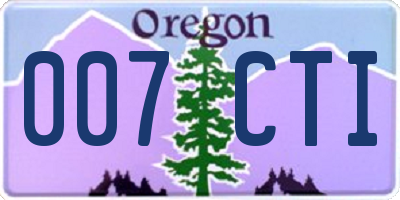 OR license plate 007CTI