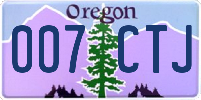 OR license plate 007CTJ