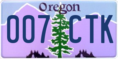 OR license plate 007CTK