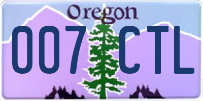 OR license plate 007CTL