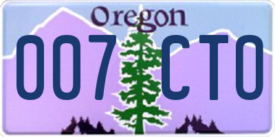 OR license plate 007CTO