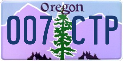 OR license plate 007CTP
