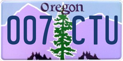 OR license plate 007CTU
