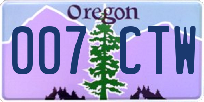 OR license plate 007CTW