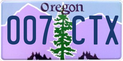OR license plate 007CTX