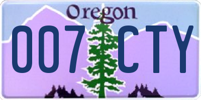 OR license plate 007CTY