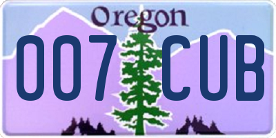 OR license plate 007CUB