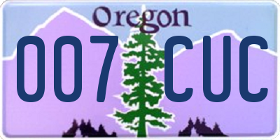 OR license plate 007CUC