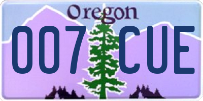 OR license plate 007CUE