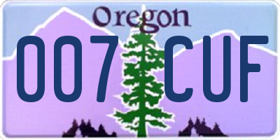 OR license plate 007CUF